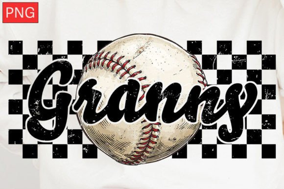 Baseball Granny Checkered Distressed PNG: Vintage Charm