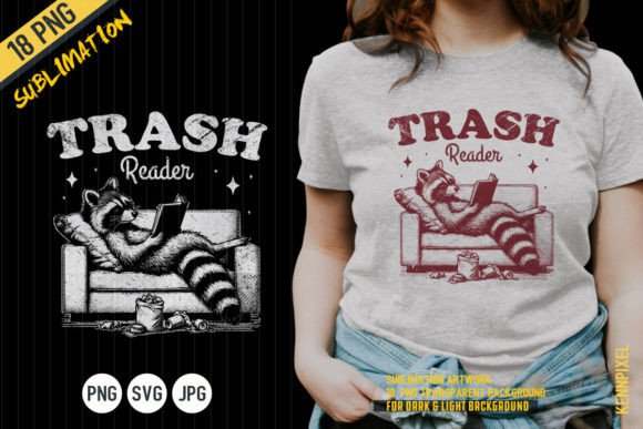 Raccoon Reading Book Trash Reader Shirt Design for Creative Projects